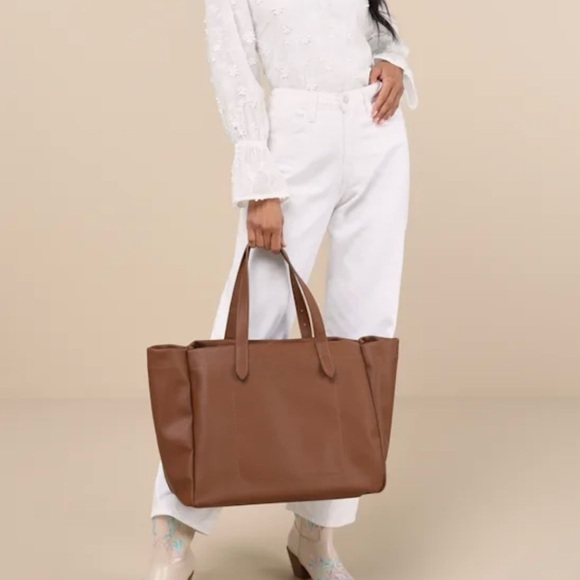 Lulus Toni Brown Vegan Leather Tote Bag - Picture 5 of 16